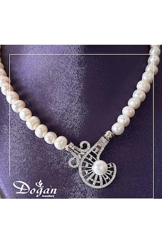 Doğan Silver 925 Ayar Gümüş Madalyon İncili Kolye Dgn21590