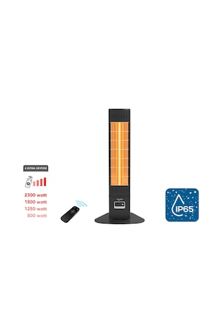 Dysis Single X Karbon Serisi IP65 Suya-Toza Dayanıklı 2300 W Siyah Uzaktan Kumandalı İç/Dış Mekan Isıtıcı