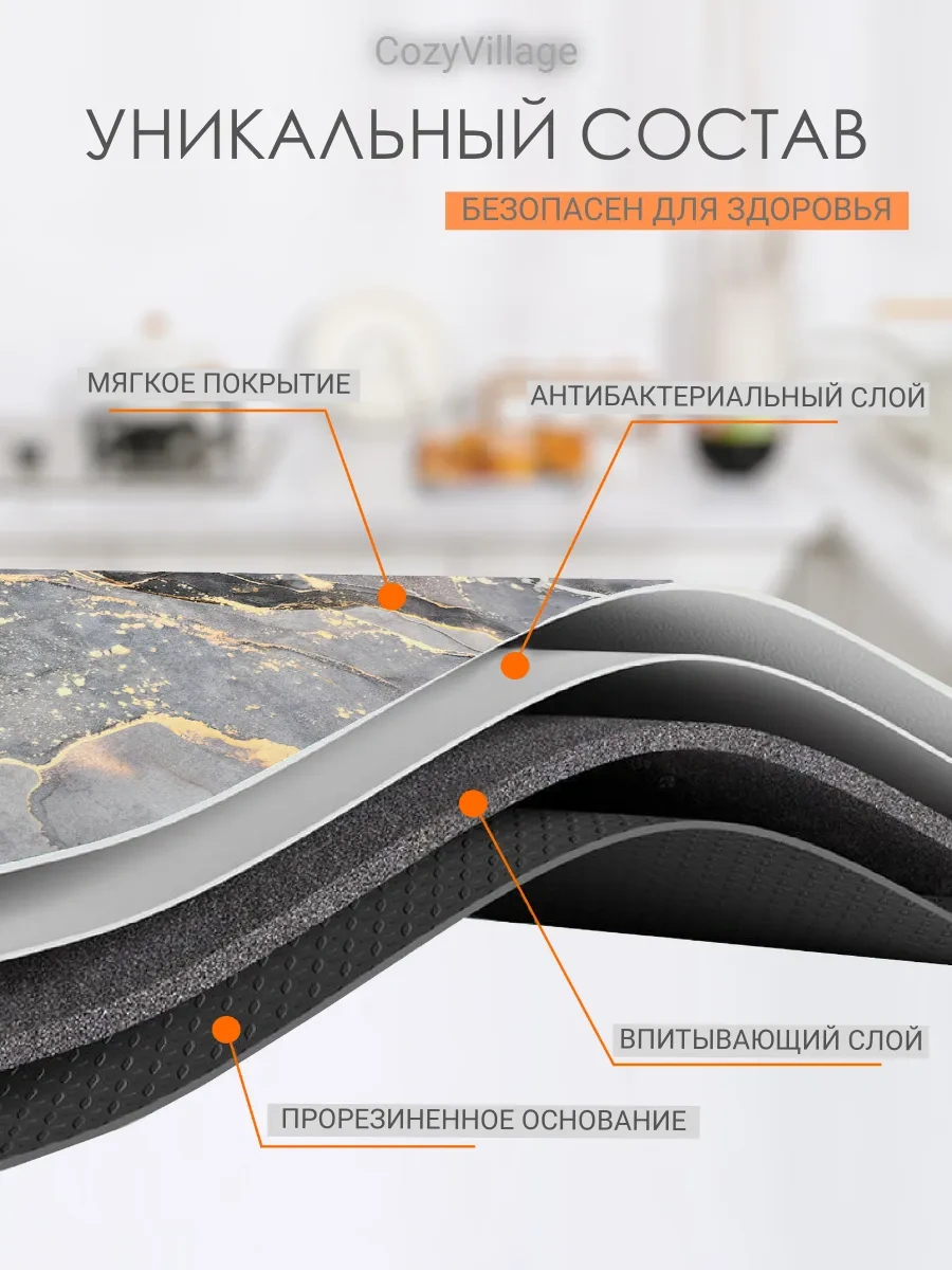 Cozy Village 40x30cm Emici Bulaşık Kurutma Paspası 260073513 Gri