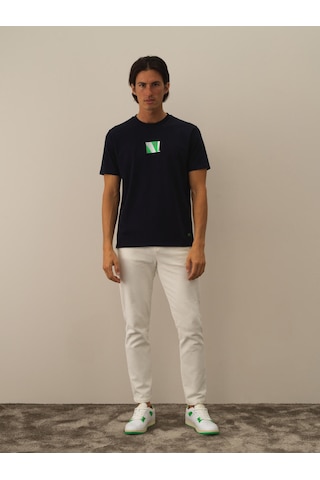 Xint Lacivert Pamuk Dokulu Regular Fit Tişört 502049
