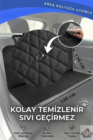 Oto Koltuk Kılıfı Sıvı Geçirmez Araç Arka Koltuk Koruma Örtüsü-köpek Koltuk Kılıfı140x120cm-siyah