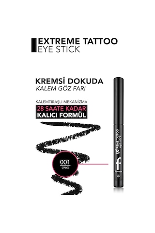 Flormar Extreme Tattoo Mat & Işıltılı Asansörlü Kalemtıraşlı Jel Göz Kalemi & Far Stick 8682536118965 001onyx