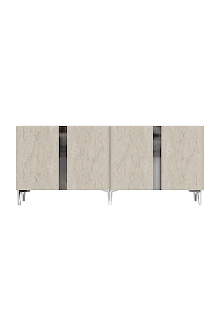Ka1898bts - Anka Konsol, Tv Stand, Tv Sehpası Ve Tv Ünitesi Beyaz - Traverten - Sılver 180cm