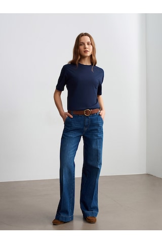 Dilvin 3683 Basic T-shirt-Koyu Lacivert