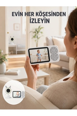 Çoklu Kamera Destekli Bebek İzleme Sistemi Rgb Gece Lambalı Yeni Nesil Beyaz