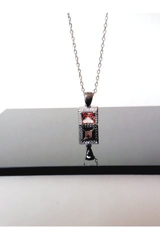 Gümüş Sultan Zultanit Zirkon Doğal Taşlı Kare Tasarım Kadın Kolye