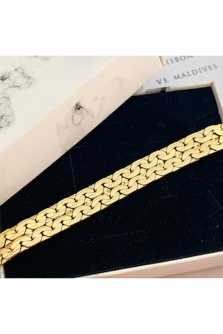 Midyat Bileklik Yöresel Ezme Zincir Bileklik Kararmaz Xuping 14 Ayar Gold 18cm Gold