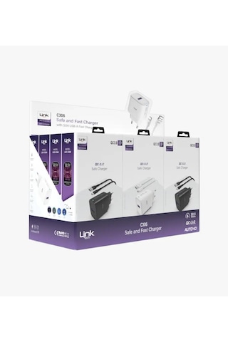 Linktech C306 Safe Type-c Kablolu 22.5w Hızlı Şarj Adaptörü Beyaz