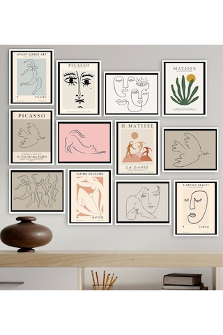 Bk Gift 12 Parça Çerçeve Görünümlü Ahşap Tablo Seti 65 X 80 Cm