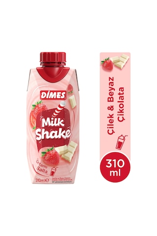 Dimes Milkshake Vanilya Ve Beyaz Çikolata Aromalı Çilekli 310 Ml X 12 Adet