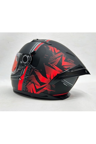 Şefaf Vizörlü + İç Güneş Vizörlü + Mt Braker Sv Charm B5 Kapalı Kask Mat Kırmızı - Siyah