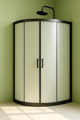 Durul Duşakabin Oval Siyah Profil 5mm Buzlu Cam Yükseklik 190 Cm Siyah