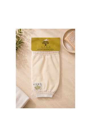 Lüks Krep Kese Lastikli Krem 24x15 Cm Elastik Banyo Kesesi Vücut Peeling Kesesi - 901047680