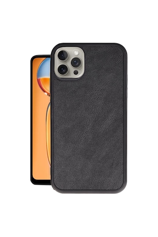 Cosmotex Newface Apple iPhone Uyumlu 14 Pro Max Kılıf Aras Deri Kapak - Siyah