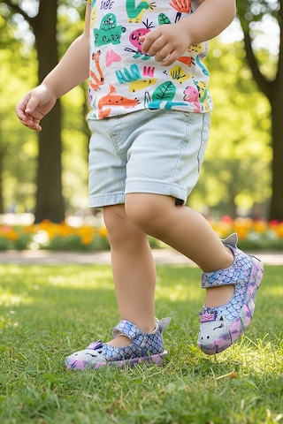 Kiko Kids Zubin Deniz Kızı Cırtlı Işıklı Kız Bebek Babet Ayakkabı Lila