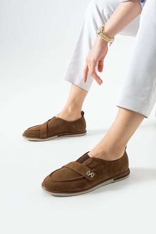 Dericia Shoes Glamour Hakiki Deri Süet Kadın Günlük Rahat Casual Ayakkabı Turuncu
