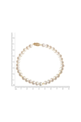 Süper Kalite 585 Altın Kadın Bileklik Beyaz Inci 20cm Uzunluk 6-7mm Boyut Güvenlik