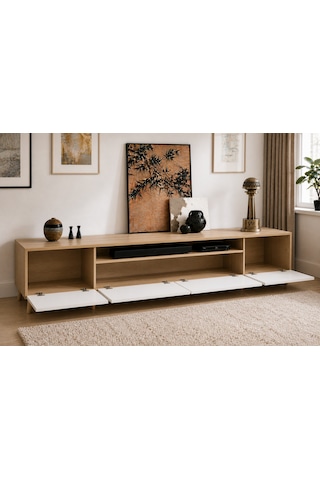 Legno Premium 180cm Modern Tv Ünitesi Safir Meşe-beyaz Beyaz - Safir Meşe