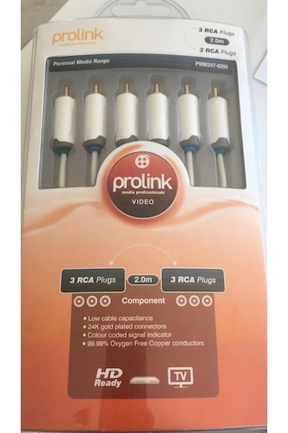 Prolink Pmm247 2Metre 3Rca Hd Ready Tv Video Kablo