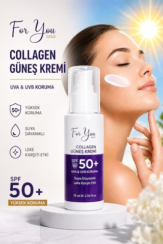 Collagen Destekli, Leke Karşıtı, Yüksek Koruma Ton Eşitleyici Spf+50 Yüz Ve Vücut Güneş Kremi 75 Ml