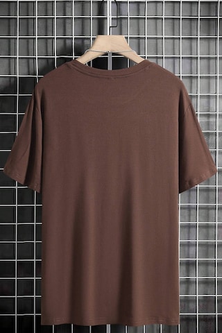 Erkek Milano Baskılı Oversize Tshirt Kahverengi