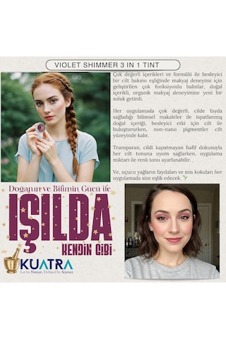 Violet Shimmer Lip-cheek-eye Tint Doğal İçerikli Allık, Ruj, Göz Farı Makyaj Ve Cilt Bakımı Mor