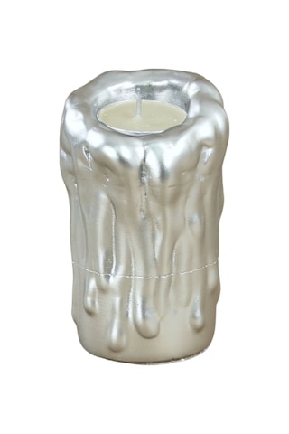 Mumluk Şamdan Tealight Mum Uyumlu Büyük Erimiş Mum Model - Gümüş