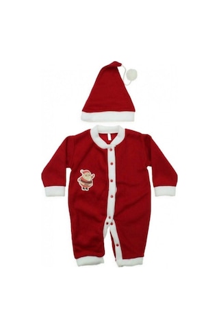 Kingshark Unisex Bebe Noel Kostüm Tulum 6/12 Ay Kırmızı