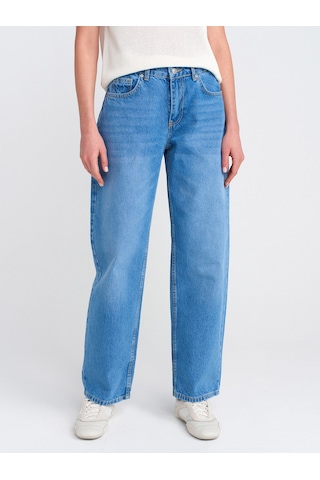 Dilvin 71769 Eskitmeli Mini Balon Denim Pantolon Mavi