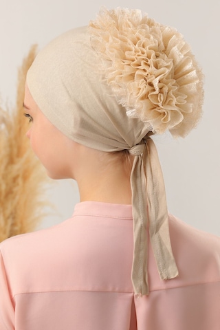Melodi Scarf Tesettür Fırfırlı Bone Bej Bej