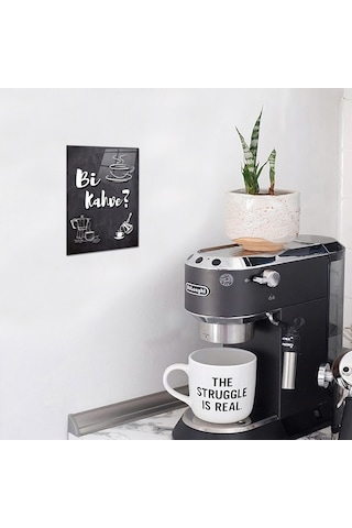 Decorita Cam Tablo - Kahve Köşesi Tablo | Bi Kahve ? | 14.8 CM x 21CM