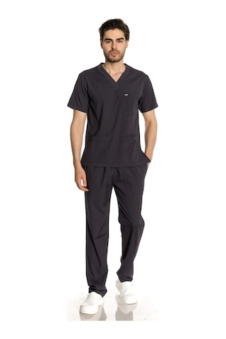 Unisex Likralı Antrasit Scrubs