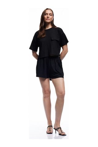 Koton Bürümcük Kumaş Regular Fit Mini Şort Siyah 5sak70072ek Siyah