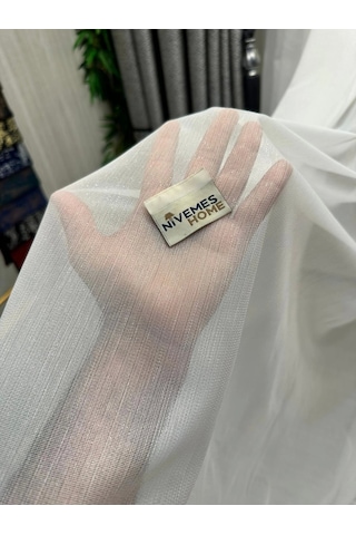 Nivemeshome Bambu Simli 1/3 Sık Pileli Beyaz Tül Perde Apm Çok Renkli