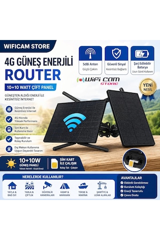 Sim Kartlı Solar Router 4g İnternet Ve Geniş Wifi Ağı