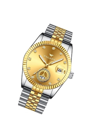 Novahub Fngeen 7010 Orta Yaşlı Erkekler Aydınlık Takvim Kuvars Saat Altın Altın Yüzey Arasında Çok Renkli Çok Renkli