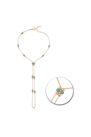 Orman Yeşili Boncuk Detay Rose Renk Gümüş Şahmeran Rose Gold