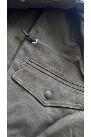 Alaska The Last Frontier Slim Fit Çıkarılabilir Kapüşonlu Gabardin Uzun Parka Kaban Haki