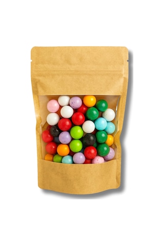 Kraft Geniş Pencereli Doypack, Zip Kilitli, Dik Duran, Gıda Saklama Torbası 200, 16x27 Kahverengi