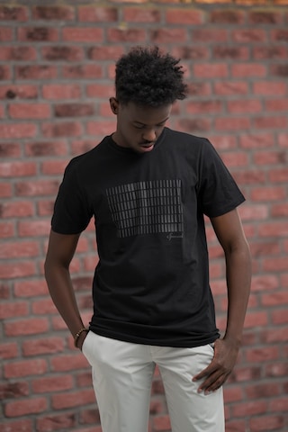 Slim Fit Pamuklu Önü Baskılı Sıfır Yaka T-shirt Siyah