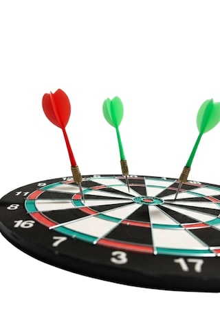 Mey İthalat 15 İnç Dart Tahtası Seti Dayanıklı Yapı 4 Metal Dart Oku