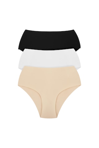 Kadın Yüksek Bel Basic Dikişsiz Lazer Kesim Külot 3'lü Paket Renkli Çok Renkli 2