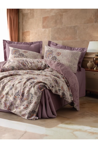 Cotton Box Saten Çift Kişilik Nevresim Takımı Majolica Mürdüm Mürdüm