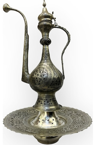 Büyük Boy Oyma İşlemeli Leğenli İbrik