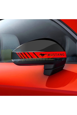 Mustang Logo Arma Yan Dikiz Ayna Kapağı Şerit Oto Sticker Etiket 20 X 2 Cm