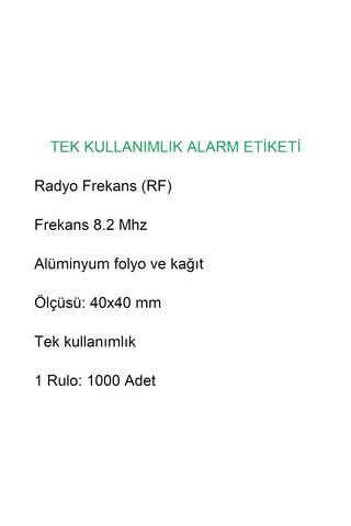 4x4 Cm Barkodlu Alarm Etiketi Rf Radyo Frekans 1000'li Rulo