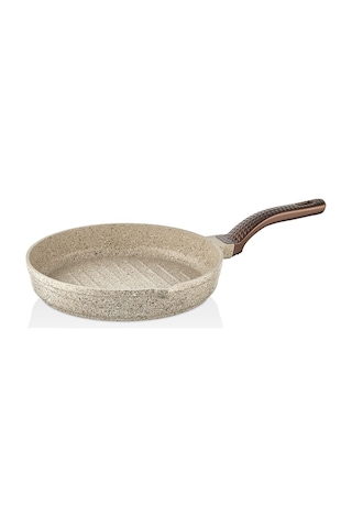 Wave - 3738 - 3 Parça Biogranit, Döküm, Grill Özellikli, Ergonomik Saplı, Tava Seti Kum Beji