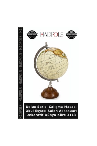 Delux Serisi Çalışma Masası Okul Eşyası Salon Aksesuarı Dekoratif Dünya Küre 3113