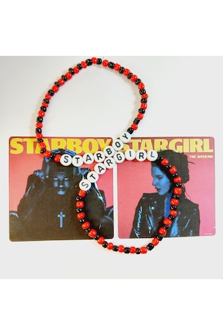 Crystal Atelier Starboy & Stargirl Siyah-kırmızı Boncuklu Çift Sevgili Bileklik Kırmızı - Siyah