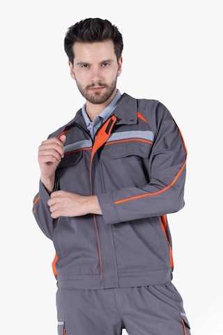 Turuncu Biyeli Reflektörlü Mont Gri - Turuncu